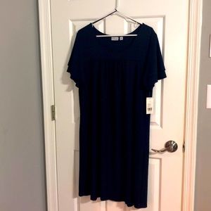 Kim Rogers Curvy navy short sleeve dress 1x NWT